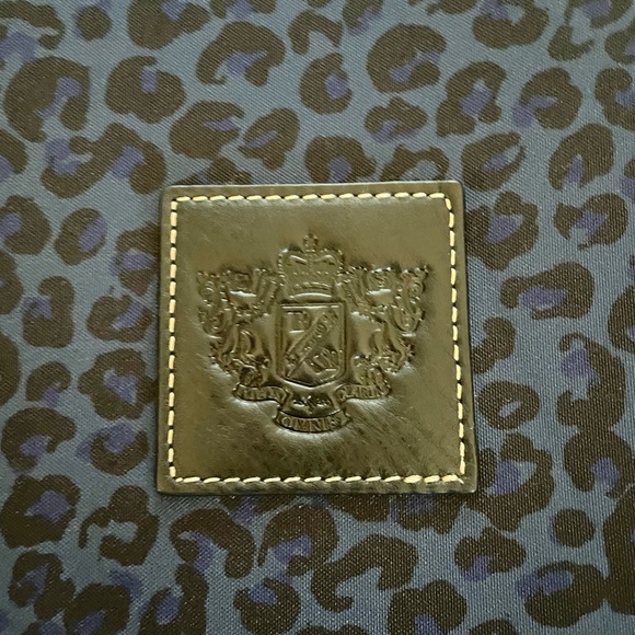 Barrington Gifts Navy Blue Cheetah Leopard Black Leather St. Anne Tote Bag - Picture 2 of 9